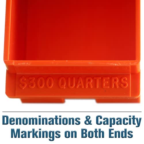 Banksupplies Quarter Large Capacity Coin Storage Box | Orange | 300 Dollar Capacity | Coin Organizer | High Capacity Coin Box | Stackable Rolled Quarter Holder #TOP3