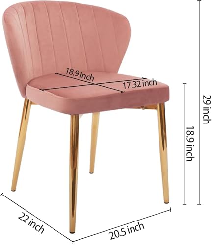 Miniatura 3 de CangLong Mid Century - Silla auxiliar tapizada de terciopelo con patas de metal, juego de 1, color rosa