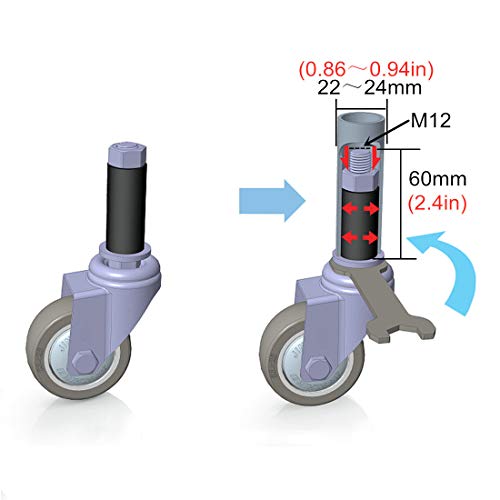 Roulettes pivotantes M12 d'atelier pour stabiliser un diable - 5