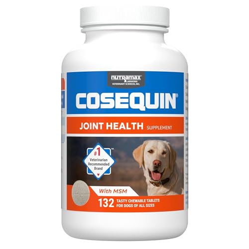 Nutramax Laboratories Cosequin Maximum Strength Joint Health Supplement for Dogs – With Glucosamine, Chondroitin, and MSM, 132 Chewable Tablets