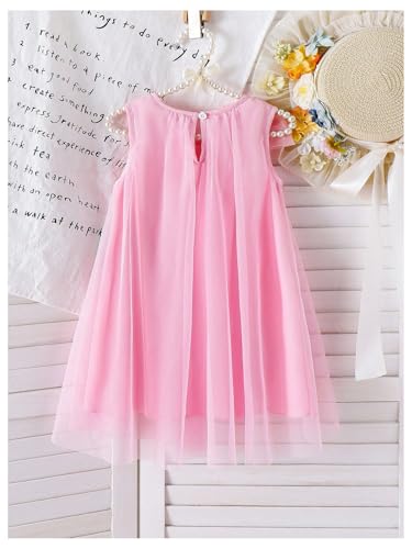 GORGLITTER Girl's Bow Dress Summer Ruffle Mesh Sheer Dress Cute Crewneck Sleeveless Princess Dresses 20252