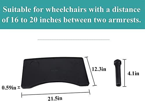 Wheelchair Tray, Detachable Wheelchair Table Removable Adult,Mobility Accessory Attachment Cup Holder Durable, Wheelchair Accessories,Fits Wheelchair Arms Of 16" - 20", With Secure Straps #TOP3