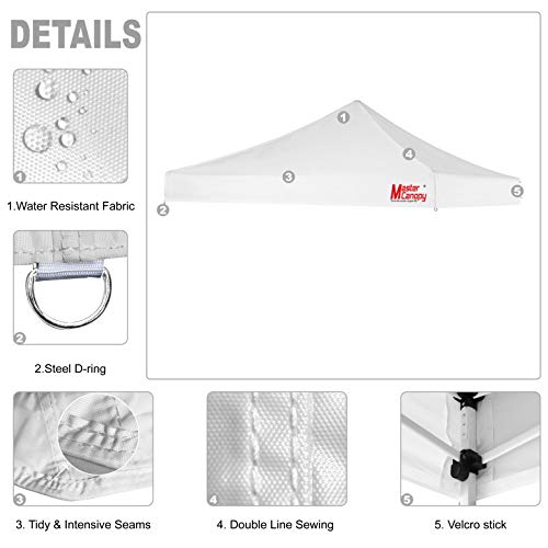 Image of MASTERCANOPY 8x8 Replacement Pop Up Canopy Top for Kingkong Frame White