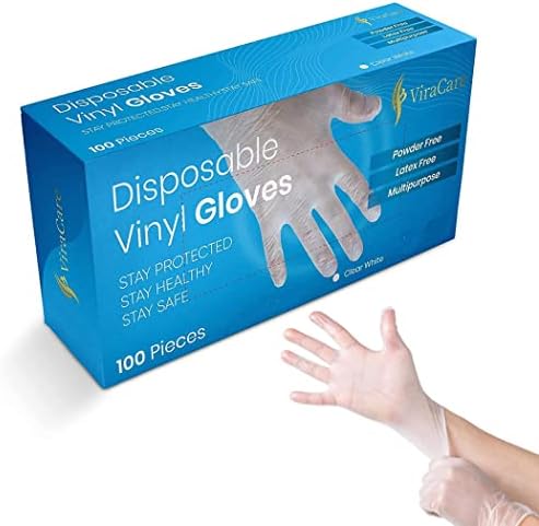 100 x Disposable Gloves Medium | Vinyl Gloves Disposable Medium | Latex free gloves | Powder Free Gloves | Strong And Non-Sterile | (Medium, 1 Pack of 100)