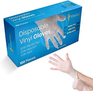 100 x Disposable Gloves Medium | Vinyl Gloves Disposable Medium | Latex free gloves | Powder Free Gloves | Strong And Non-Sterile | (Medium, 1 Pack of 100)