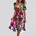 Womens Boho Floral Printed Chiffon Dresses 2025 Elegant V Neck Belted Summer Wedding Prom Cocktail Midi Dress