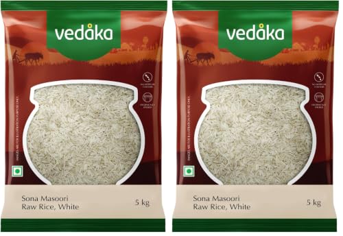 Image of Amazon Brand - Vedaka Sona Masoori Raw Rice, 5Kg, White (Pack of 2)