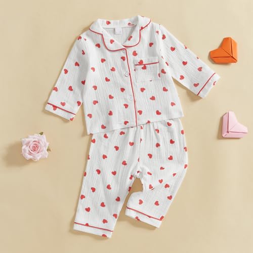 Halloween Pajamas for Toddler Baby Girl Boy Fall Pumpkin Print PJs Sleepwear 2PC Cotton Linen Button-Up Pajamas Set2
