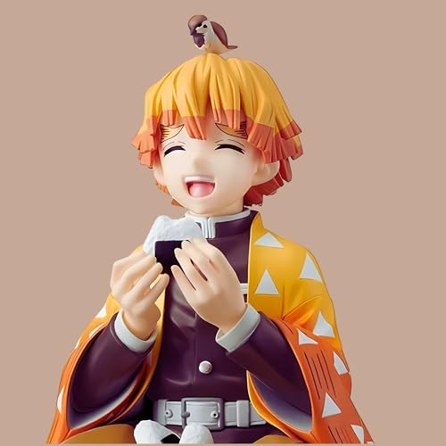 Image of Zenitsu Sitting Premium Action Figures Collectible for Office Desk, Study Table, Car Dashboard, Decoration for Anime Lovers, Fans, Kids, Collectors - Zenitsu 14cm