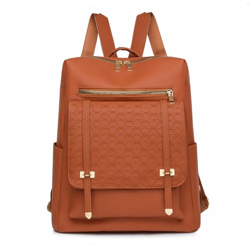 LLCINNORMAnti Theft Backpack For Women Trendy Pu Leather Backpack Purse For Women Teen Girls Ladies Shoulder Travel Daypacks Student Schoolbag-Brown
