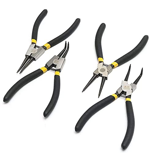 Pinzas de hierro, alicates, pinzas de carpintero, 7 pulgadas, 4 piezas, alicates de anillo a presión, juego de alicates, combinación de clip de seguridad, herramientas de clip de retención, herramient