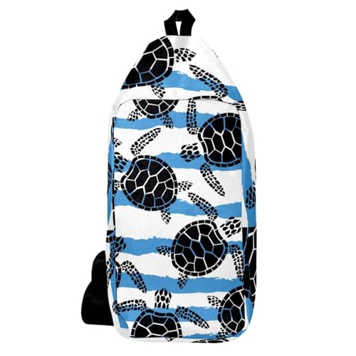 Sac à dos à bandoulière aux motifs de tortues noires sur vagues