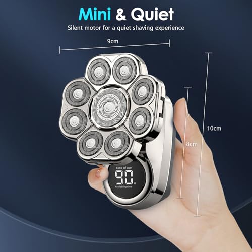 Rasoir Tete Chauve Homme, 9D Rasoir Électrique Homme, 6 in 1 Tondeuse Crane Chauve avec écran LED, IPX6 Tondeuse Crane Chauve Sec & Humide, tondeuse à barbe et nez, Longue durée de vie des piles – vue 7
