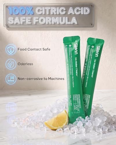 Image of Silonn Ice Maker Cleaner Powder - Pure Citric Acid Descaler, Fast Dissolving, Safe, 4 Individually Packed Doses, Universal for All Ice Makers & Coffee Machines
