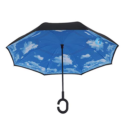 Preisvergleich Produktbild ACAMPTAR Himmels Wolke Faltender Rückschirm Doppel Schicht Winddichte Regen Auto Regenschirme für Frauen