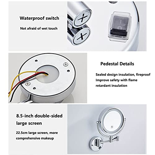 Miroir LED mural grossissant 3X rond 8,5 pouces double face orientable