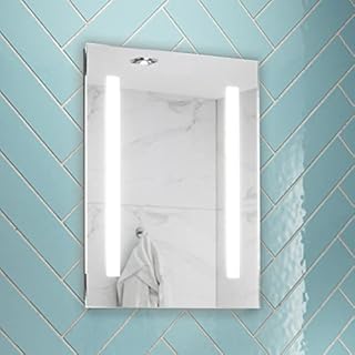 Pebble Grey Serena 390 x 500 mm Illuminated LED Bathroom Mirror built-in Shaver Socket and Heated Demister Mirror Pad | Motion Sensor Switch | IP44 Rated | 10 Year Guarantee