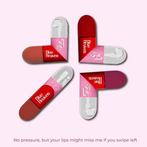Image of Blue Heaven Love Duo 2-in-1 Clear & Tinted Lip Gloss | Infused with Vitamin E | Hydrating & Non-Sticky | Long-Lasting | Glossy Finish | Snacc (Clear+ Cherry) | 1.7ml *2