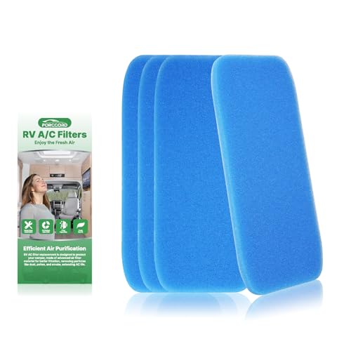 Forccord RV AC Filter RV Air Filters Replacement for Air Conditioner Vent Washable AC Filter 12.875 x 5.5 for Camper Vent MERV 6 AC 160g 4-PACK