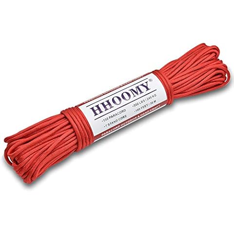 HomTop 550 Paracord 7 Strand Nylon Parachute Cord Outdoor Rope – 100 Feet Length 100% Nylon 550 lbs Breaking Strength Cover