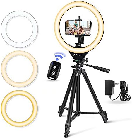10” LED Selfie Ring Light with Stand and Phone Holder, Torjim Dimmable Circle Light for Photography, Makeup, Vlogging, Live Streaming, Camera Video Recording, Compatible with iPhone Android