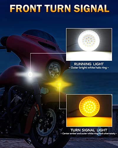 Pbymt 1157 Front Rear Turn Signals, 2 Inches Turn Signal Lights Kit Compatible For Harley Touring Street Glide Road King Electra Glide 1986-2023 #TOP5