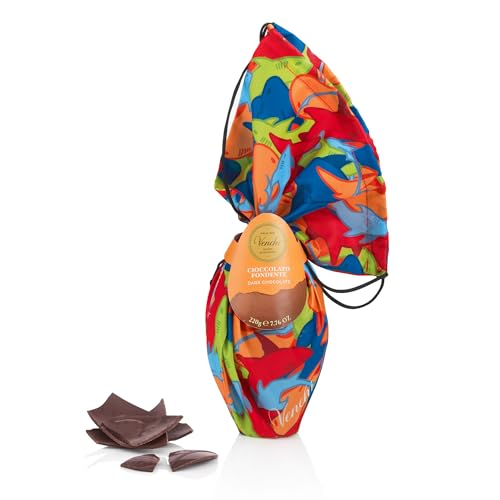 Venchi - Uovo di Cioccolato, Gusto Cioccolato Fondente 60%, con Sorpesa e Zainetto per Bambini e Teen, Senza Glutine, Vegano, 220 gr, Collezione Pasqua, Idea Regalo