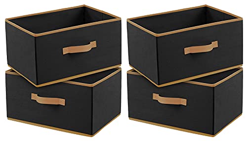 Image of Kuber Industries Storage Box|Toy Box Storage For Kids|Foldable Storage Box|Pack of 4 (Black) Non-Woven Shirt Stacker /Clothes OrganizerSize 40 x 20 x 25 Cm, Pack of 4 (Grey)