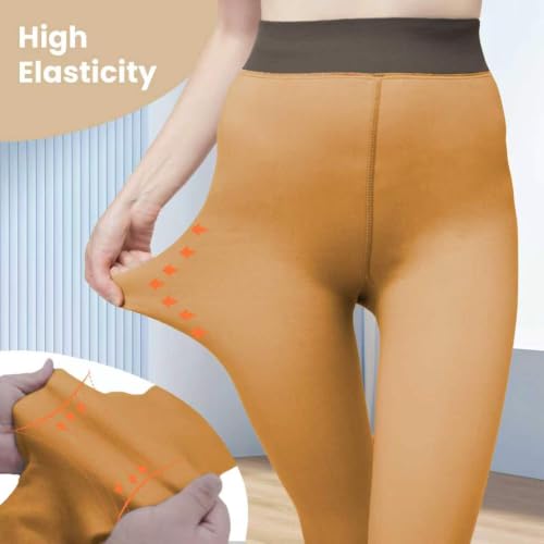 Image of X-CHENG Women Fleece Lined Tights Fake Translucent Sheer Thermal Tights