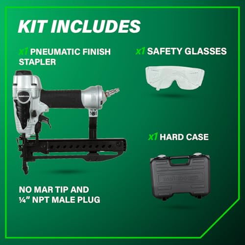 Metabo HPT Narrow Crown Stapler, Pro-Preferred Pneumatic Power Nailers, Finish Stapler for Furniture & Cabinetry, Lightweight Trim Tool, Ergonomic Design, 18 Gauge, 1/2″ to 1-1/2″ Staples, N3804AB3 thumbnail 6
