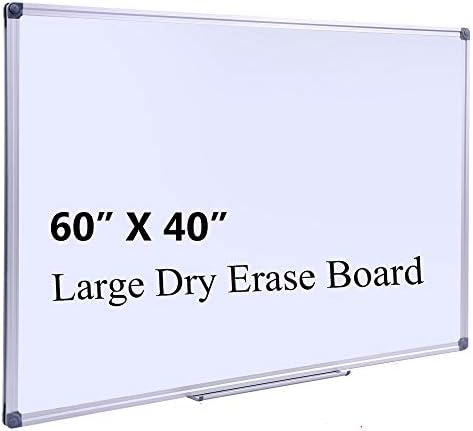 DexBoard Large 60 x 40-in Magnetic Dry Erase Board with Pen Tray| Wall-Mounted Aluminum Message Presentation Memo White Board for Office Home and School, 60" x 40"