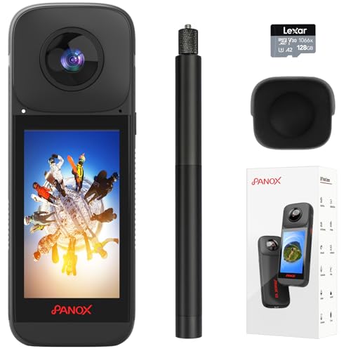 PANOX V2 360 Action Camera-128 GB Vlog Kit with Selfie Stick- 8K 10FPS HDR Video, 1/2'' 48MP...