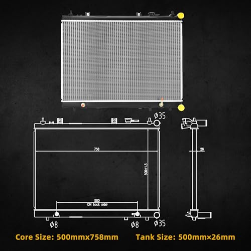 Image of DWVO Radiator Compatible with 2014 2015 2016 2017 2018 2019 2020 QX60 2013 INFINITI JX35 2013-2020 Pathfinder 2.5L 3.5L V6 L4 CU13348