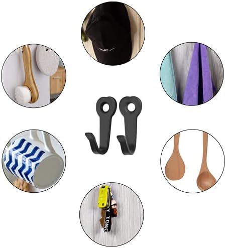 15 Pcs Wall Mounted Hooks Coat Hooks Small Single Hanger Hook Black Hooks with 15 Screws for Home Bathroom Kitchen Office Towel Key Clothes Hat Kitchenware