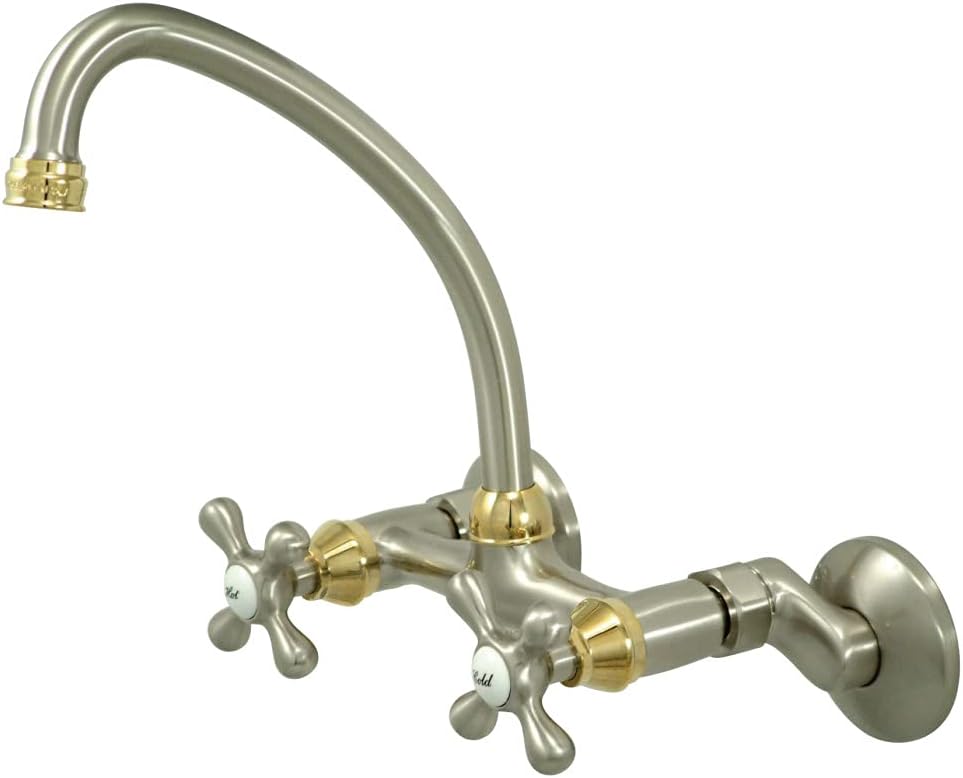Gеt Dіѕсоunt 70% Prісе Kingston Brass KS214SNPB Kingston Kitchen Faucet, 6-5/8, Brushed Nickel/Polished Brass