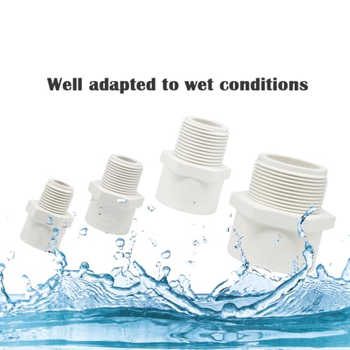 HayEastdor 9PCS 3/4 Inch Male Thread White PVC Fittings 2-Way PVC Pipe Coupling Adapter Connectors with 3/4\" Male Thread Schedule 40 HE054-3/4 - Thumbnail 4