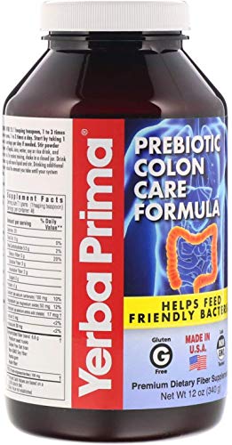 Yerba Prima Prebiotic Colon Care Formula Powder, 12 Ounce - Premium Dietary Fiber Supplement, Gluten Free, Made In Usa, Non-Gmo #TOP2