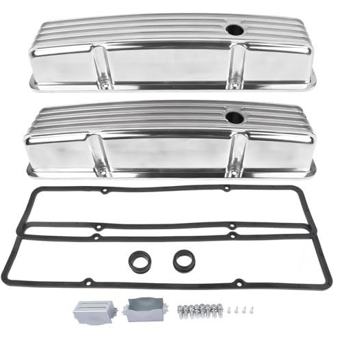 GELUOXI Valve Covers Replacement for Chevy SBC Small Block 283 302 305 327 350 1958-1986 (A-Silver)
