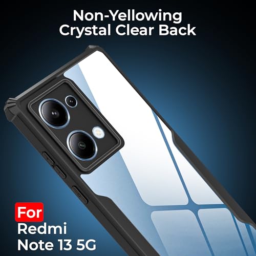 Image of A rtistque Clear Hard Transparent Acrylic Armor Anti-Drop Shockproof TPU Edge Back Cover Case for Redmi Note 13 5G - Black