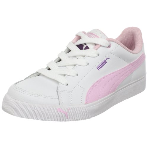 PUMA Court Point Fashion Sneaker (Little Kid/Big Kid),White/Pink Lady/Purple Magic,6 M US Big Kid