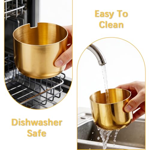 Orepzinc 3 Pcs Gold Coffee and Sugar Dispenser with Storage Rack - Stainless Steel Gold Sugar Container Condiment Dispenser with Glass Lid and Spoon for Home Kitchen for Salt, Coffee Bean by Orepzinc - Image 5