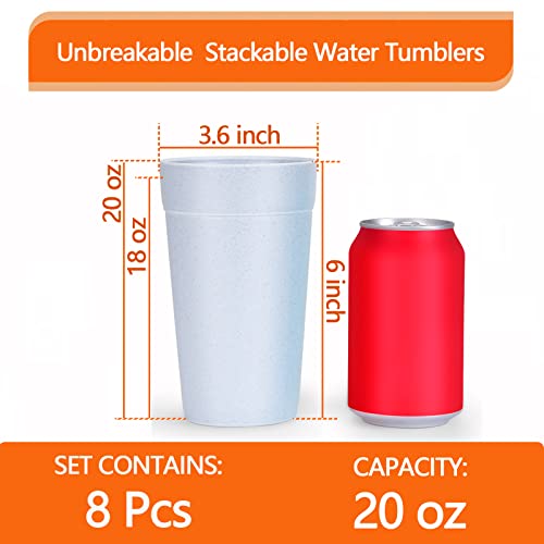 Homestockplus 【Set Of 8】 20 Oz Tumbler Cups,Unbreakable Drinking Cups Microwave And Dishwasher Safe Bpa Free E-Co Friendly Reusable Cup For Smoothies,Water #TOP1