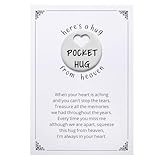 Ralukiia Pocket Hug from Heaven, Metal Engraved Token, Memorial Gift for Loss of Mom Dad Son Daughter Husband Wife Grandpa Grandma Brother Sister, Sympathy Condolence Gifts, Silver