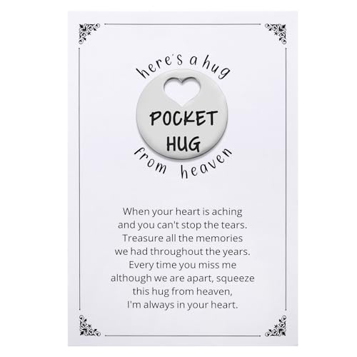 Ralukiia Pocket Hug from Heaven, Metal Engraved Token, Memorial Gift for Loss of Mom Dad Son...