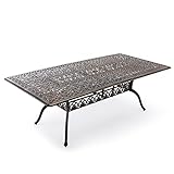 Attliahome Outdoor Patio Dining Table - All-Weather Cast Aluminum 87' x 28.5“ Patio Rectangular Table with 2' Umbrella Hole for Balcony Lawn Garden Backyard