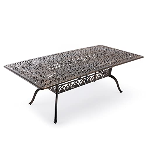Outdoor-Patio-Dining-Table-All-Weather-Cast-Aluminum-87-x-285-Patio-Rectangular-Table-with-2-Umbrella-Hole-for-Balcony-Lawn-Garden-Backyard Outdoor Patio Dining Table All Weather Cast Aluminum 87 x 285 Patio Rectangular Table with 2 Umbrella Hole for Balcony Lawn Garden Backyard