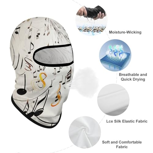 Balaclava Ski Mask Balaclava Cubierta Facial Completa Protección Solar Capucha Impresa con Notas Musicales Para Verano Protección UV Cuello Enfriador para Hombre Mujer miniatura 3