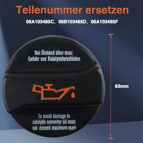 EVRBUL Motoröleinfülldeckel Öleinfülldeckel Kompatibel mit Audi A1, A2, A3, A4, A6, Q7, TT; VW Golf, Jetta, Passat, Polo,Transporter, Caddy, Crafter, Seat,Volvo Replace#:06A103485F、06A103485C