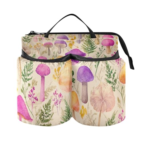 Image of Luggage Cup Holder for Suitcases Free Hands Suitcase Cup Holder Travel Luggage Drink Holder Portable Luggage Cup Caddy Bag Carrier with Handle Mushroom Colorful Pattern
