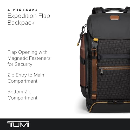TUMI - Alpha Bravo Expedition Flap Backpack - Large Carry On Backpack - 21.0\" X 12.5\" X 7.5\" - Fits up to 17\" Laptop - Black Onyx